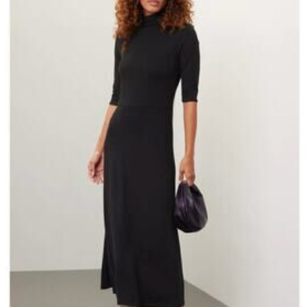 Vince Elbow-Sleeve black elegant Turtleneck Dress. Soft,classic,comfy! From Saks